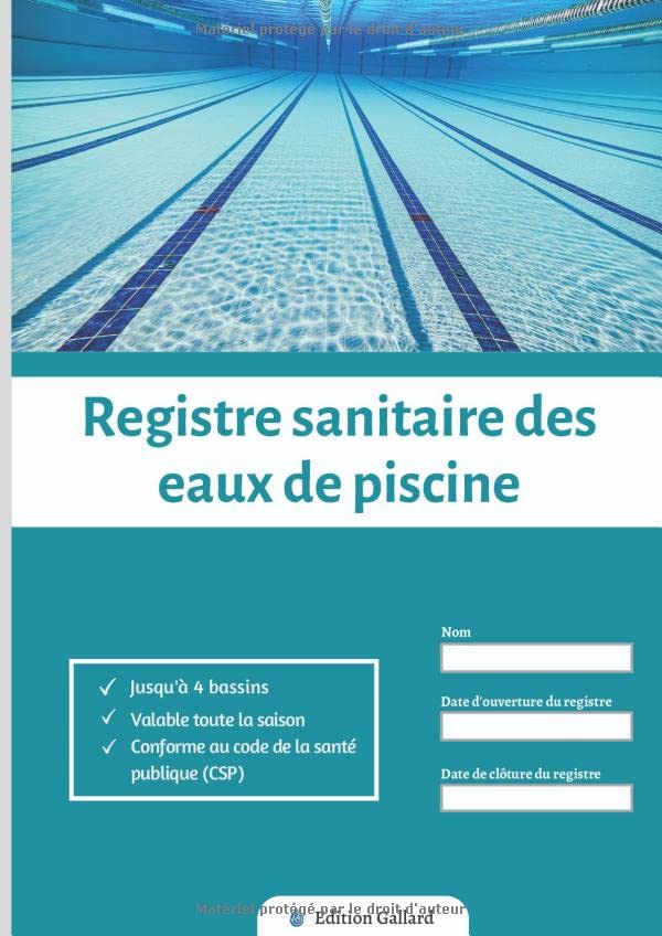 Livre de Le Maitre Nageur : Registre sanitaire des eaux de piscine